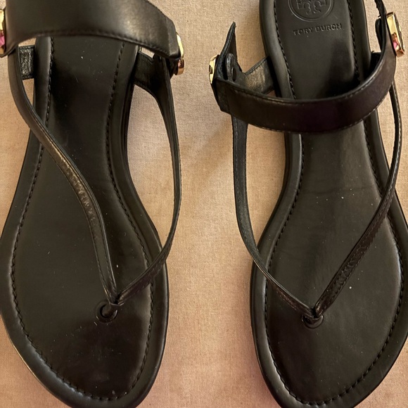EUC Tory Burch Black Leather Sandals - Picture 1 of 3